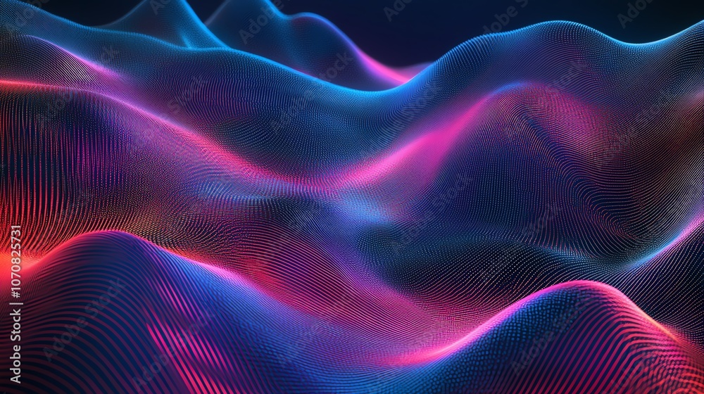 Abstract colorful waves in blue, pink and purple tones on a dark background, perfect for digital art or design. Abstract colorful waves in blue, pink and purple tones on a dark background, perfect for digital art or design.