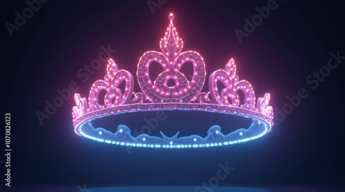 A glowing crown or tiara suspended in mid-air with neon light effects