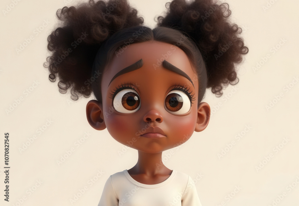 Sad cartoon girl with big eyes expressing disappointment Sad cartoon girl with big eyes expressing disappointment