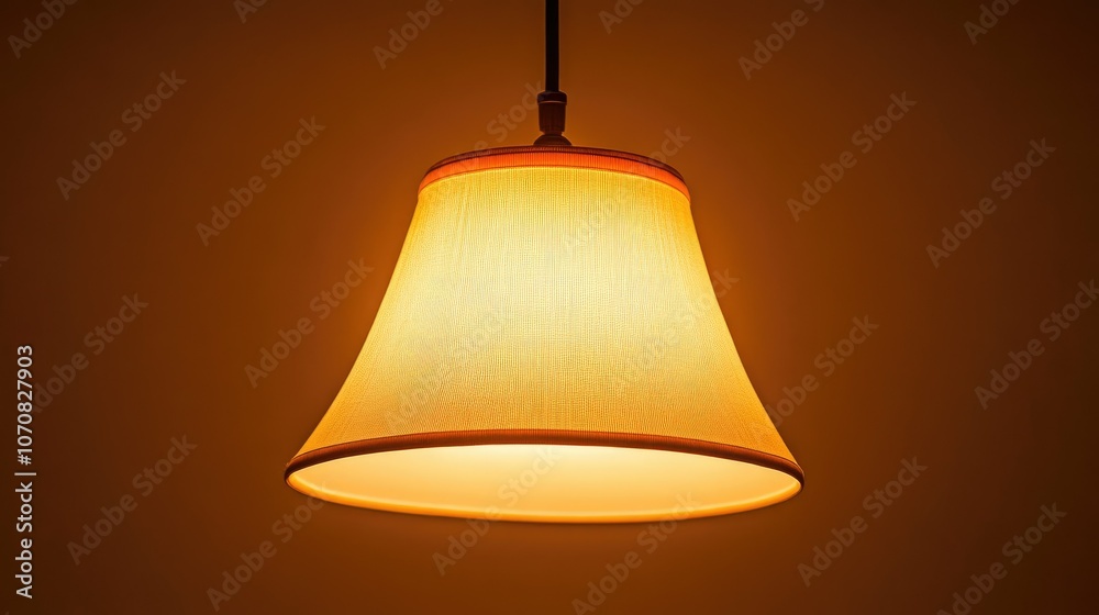 Obraz premium Soft, focused light from a ceiling lamp fixture in a dark room, creating a calm, comforting ambiance.