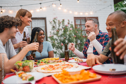 Celebrate the New Year or Christmas with Family and Friends, Joyful Party Filled with Cheer, Delicious Food and Drinks, Creating Happy Memories Together During Holiday Season of Friendship and Fun
