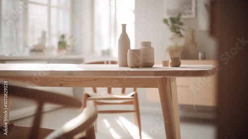 Modern Minimalist Dining Space with Decorative Elements