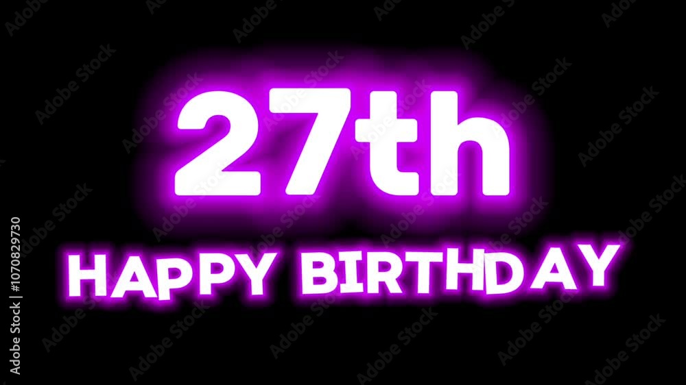 Happy Birthday Text Animation on Black Background