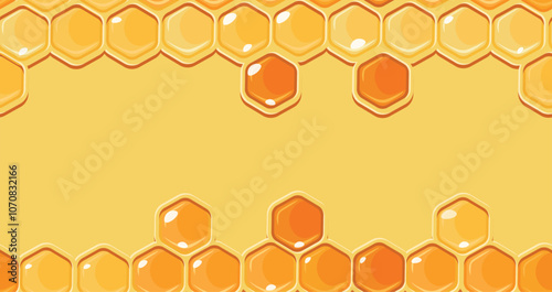 Honeycomb honey. Yellow  Seamless pattern with honeycombs with honey.
