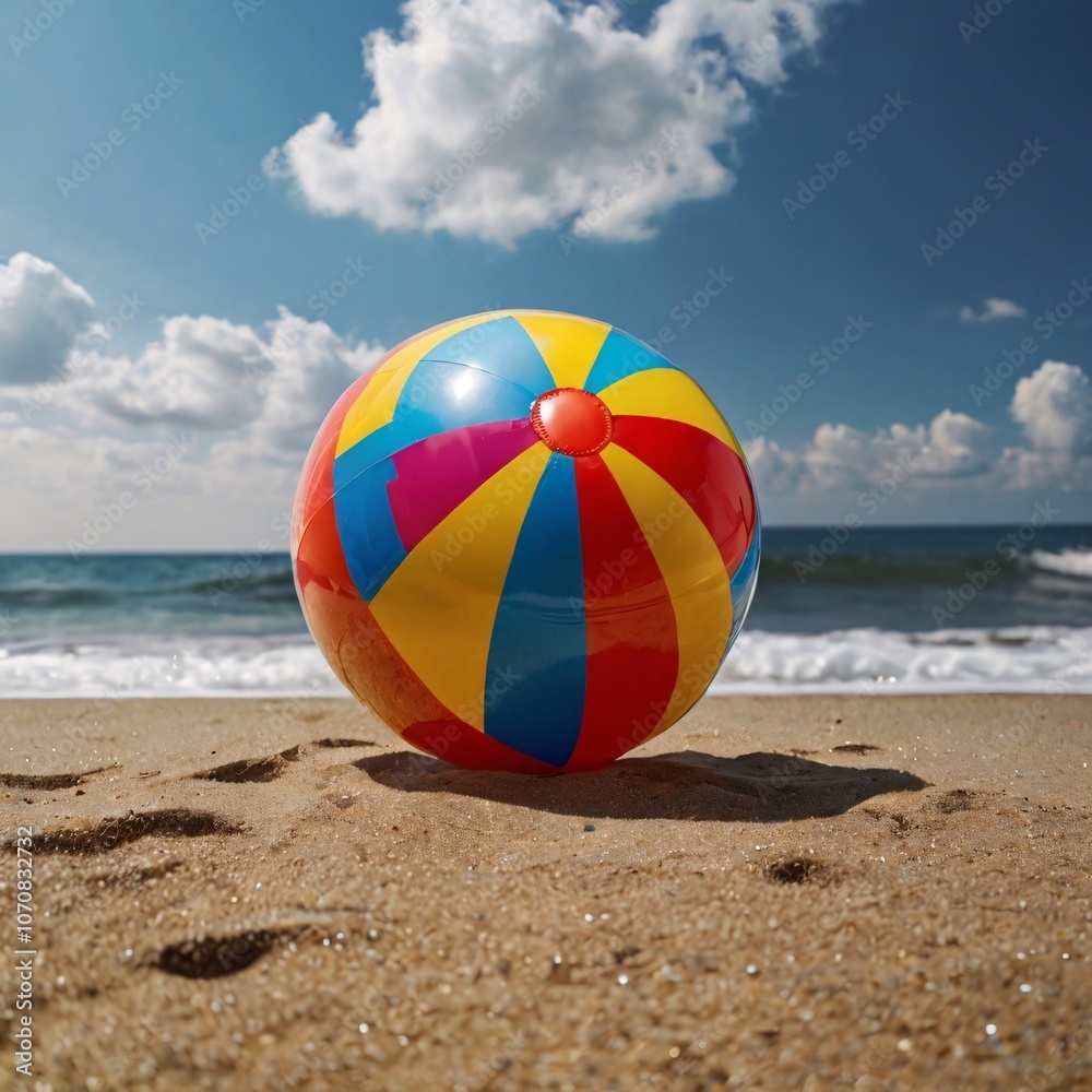 Obraz premium Beach Ball on Sandy Shore.