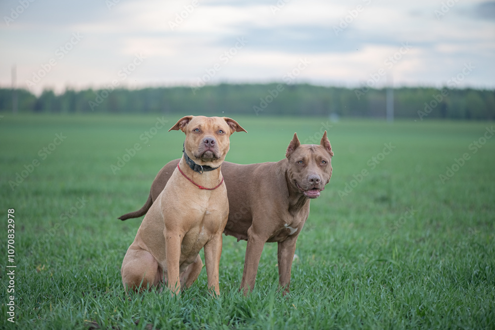 Beautiful purebred American Pit Bull Terrier outdoors. Beautiful purebred American Pit Bull Terrier outdoors.