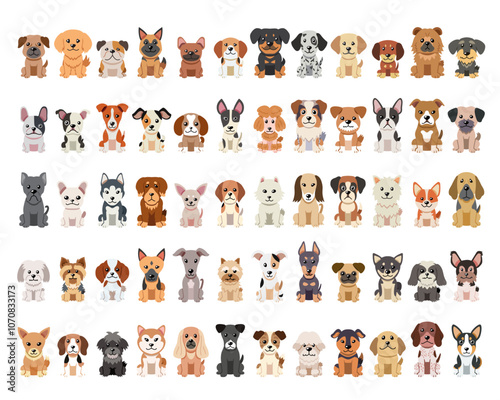 Different type of vector cartoon dogs for design.