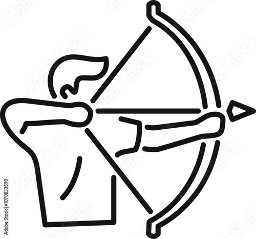 Line drawing of an archer aiming with bow and arrow, representing archery sport and precision