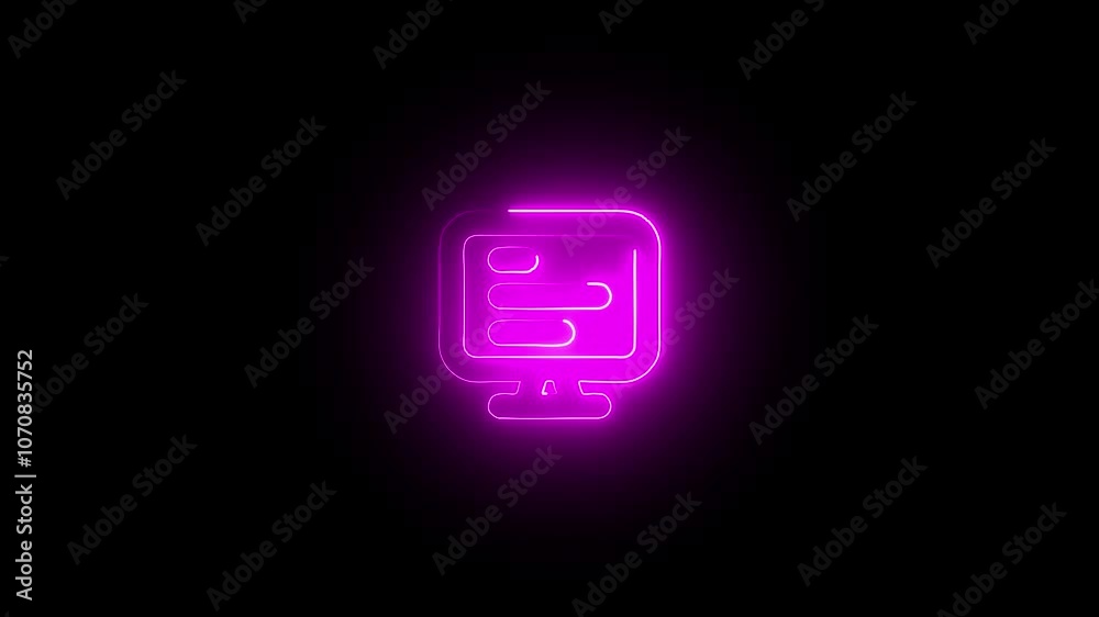 Glowing neon Technology icon isolated on black background. HD Video motion graphic animation Glowing neon Technology icon isolated on black background. HD Video motion graphic animation