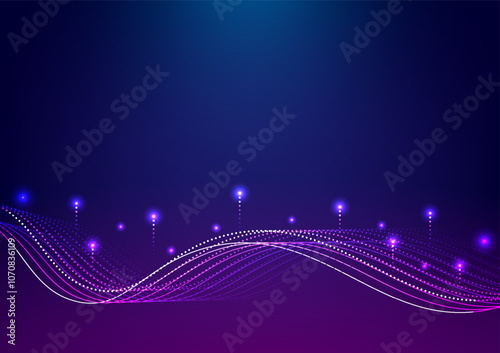 Abstract futuristic on dark blue background. Wave technology concept. Design for futuristic, fiber optic, wave, telecoms, digital, online, network, communication, connection.