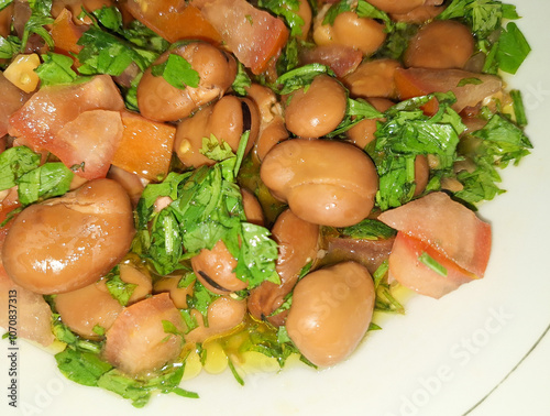 Ful medames or simply foul, is a dish of cooked fava beans served with vegetable oil, lemon It is a popular food in Arab countries.