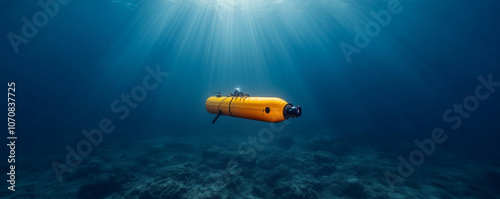 Auv in the deep blue: sunlit exploration and seabed data collection photo