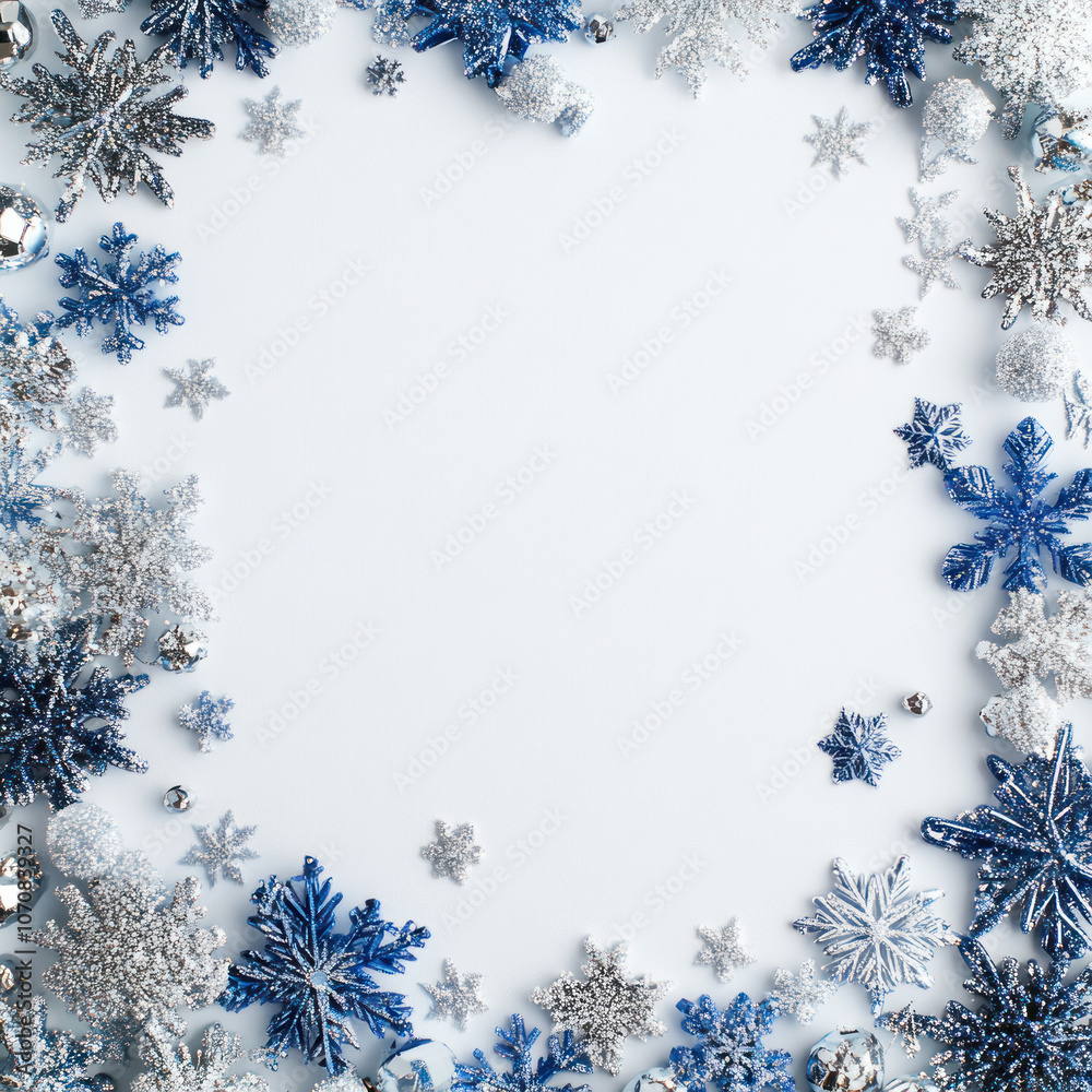 Blue and Silver Snowflake Border for Text Blue and Silver Snowflake Border for Text