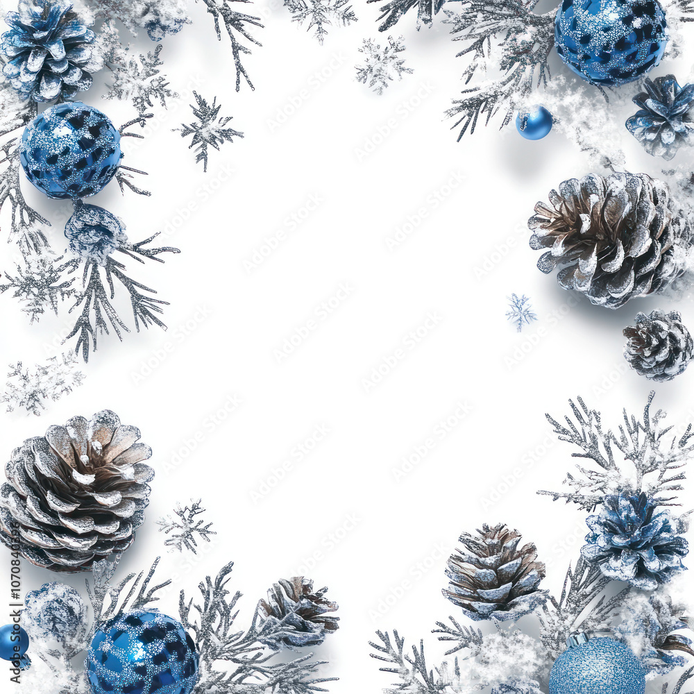 Silver and Blue Holiday Ornaments with Snowflakes Silver and Blue Holiday Ornaments with Snowflakes