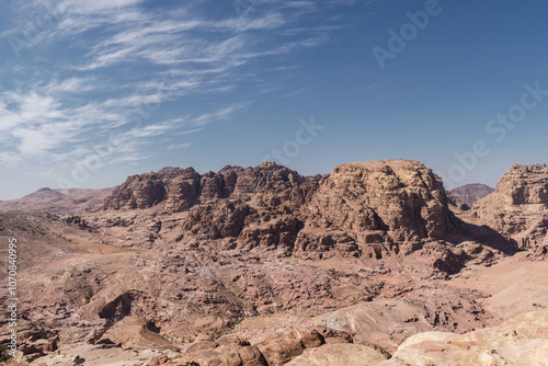 View of Wadi Musa desert from Petra, Ma'an Governorate, Jordan