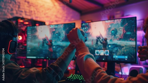 Two Gamers Playing Video Games