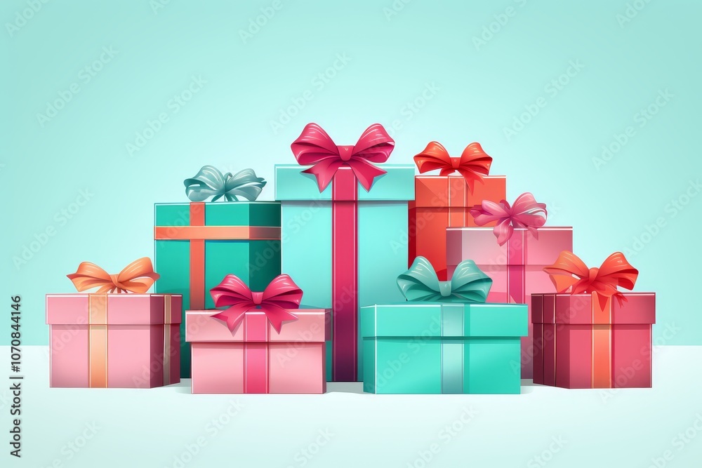 Obraz premium Elegant minimalist design silhouettes of pastel christmas gifts on clean backgrounds