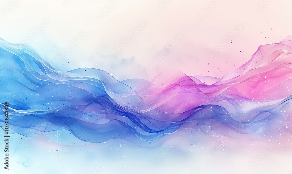 A mesmerizing display of blue and purple light waves undulate gracefully, embodying the concept of rapid global wireless communication in a soft, watercolor style A mesmerizing display of blue and purple light waves undulate gracefully, embodying the concept of rapid global wireless communication in a soft, watercolor style