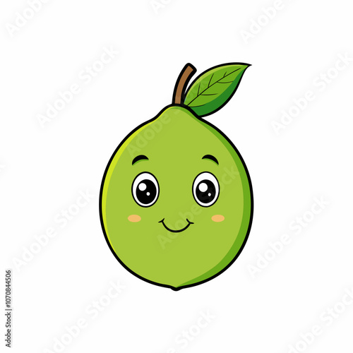 Cartoon  Guava with cute expiration face vector