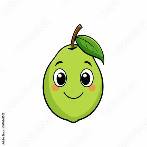 Cartoon  Guava with cute expiration face vector