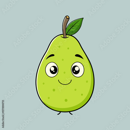 Cartoon  Guava with cute expiration face vector