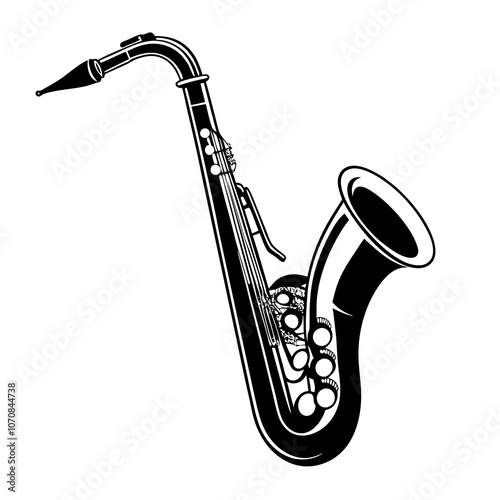 Saxophone vector silhouette on white background
