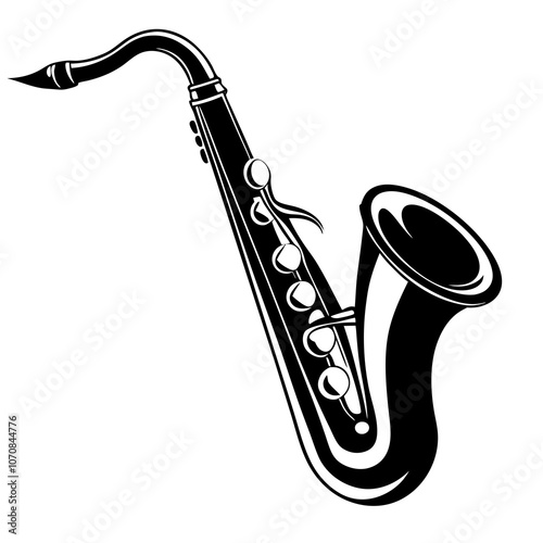 Saxophone vector silhouette on white background