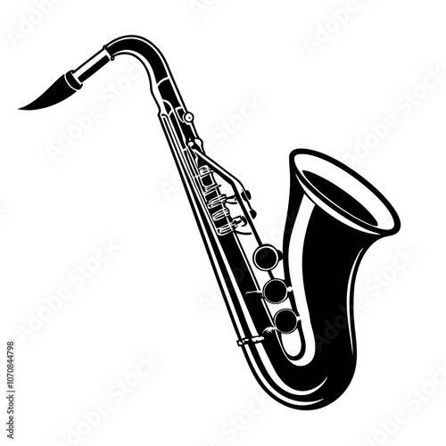 Saxophone vector silhouette on white background