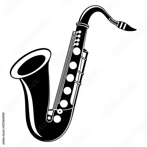 Saxophone vector silhouette on white background