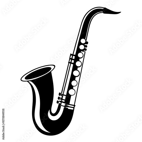 Saxophone vector silhouette on white background