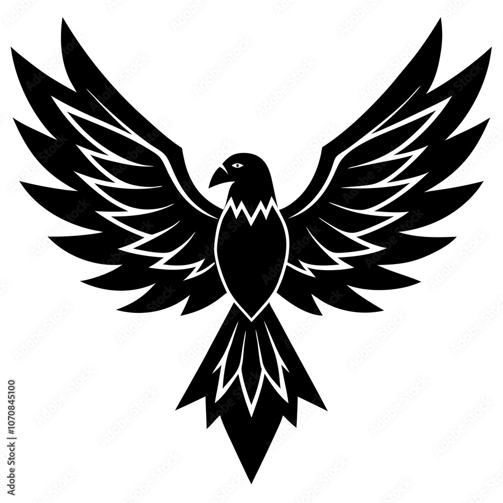 Obraz premium Thunderbird vector silhouette on white background