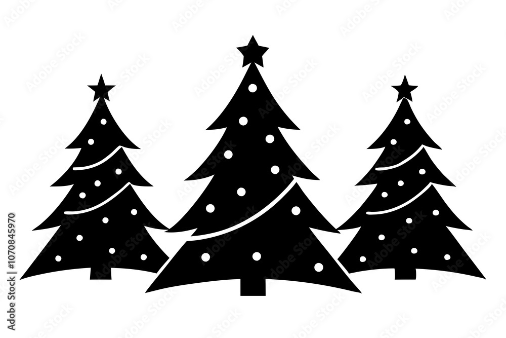 Fototapeta premium Christmas trees vector silhouette on white background