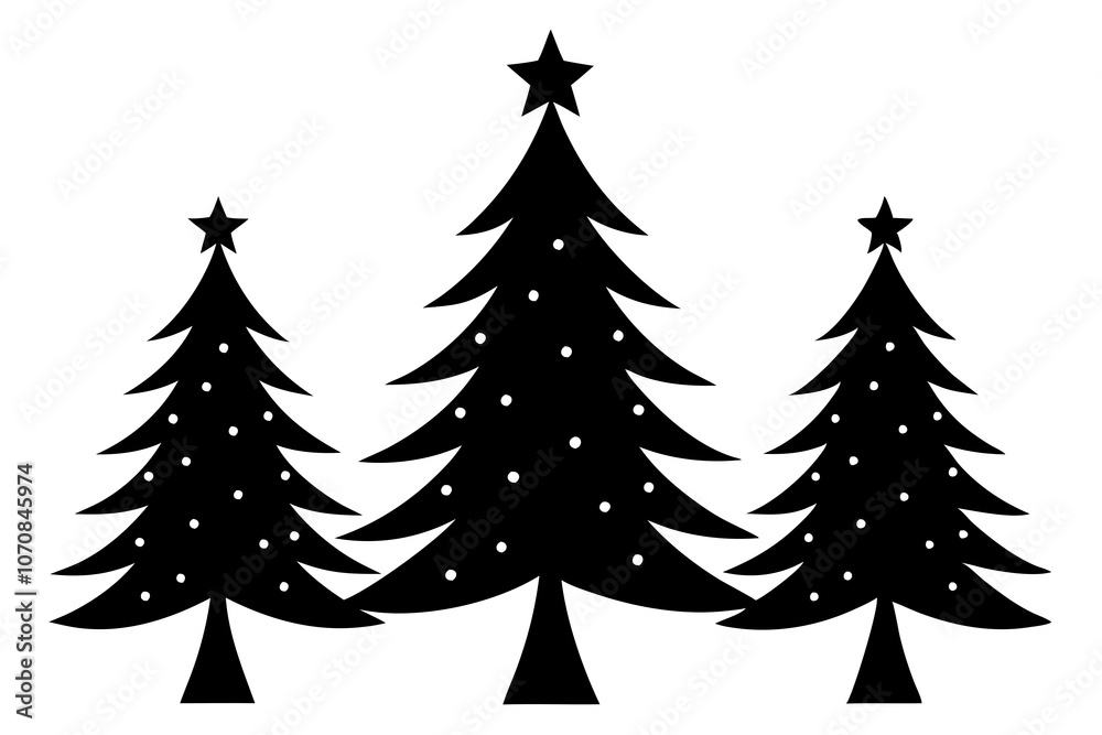 Obraz premium Christmas trees vector silhouette on white background