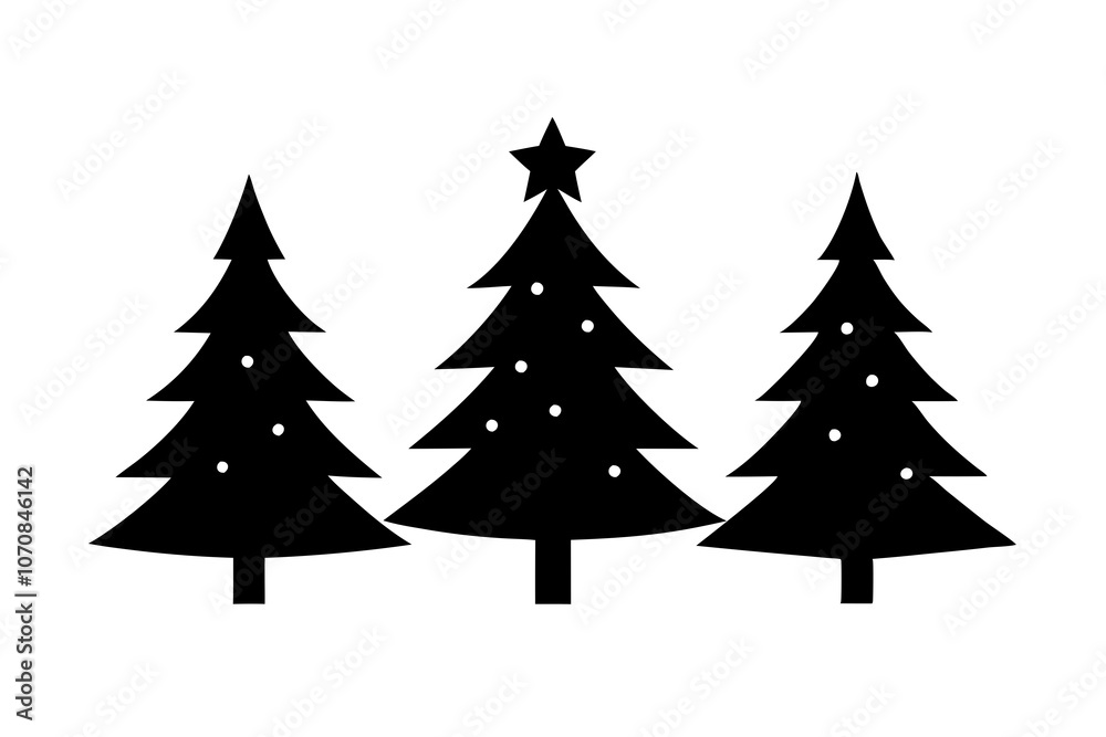 Fototapeta premium Christmas trees vector silhouette on white background