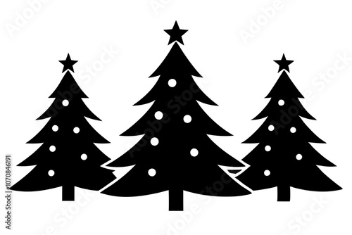 Christmas trees vector silhouette on white background