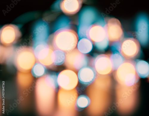 multicolored light circles, bokeh effect, background