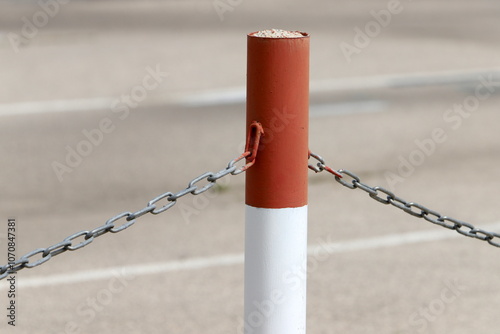 Strong iron steel chain close up.