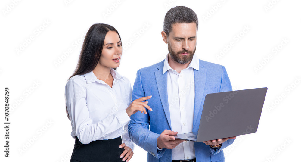 boss and employee using laptop. businesspeople isolated on white. remote business online. busy businesspeople colleagues. agile business. remote business work. discussing the work boss and employee using laptop. businesspeople isolated on white. remote business online. busy businesspeople colleagues. agile business. remote business work. discussing the work