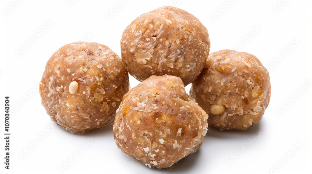 laddu indiaen dessert food on white background, fried balls laddu indiaen dessert food on white background, fried balls