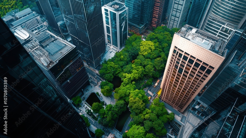 Majestic Forest Blending with Urban Cityscape Majestic Forest Blending with Urban Cityscape