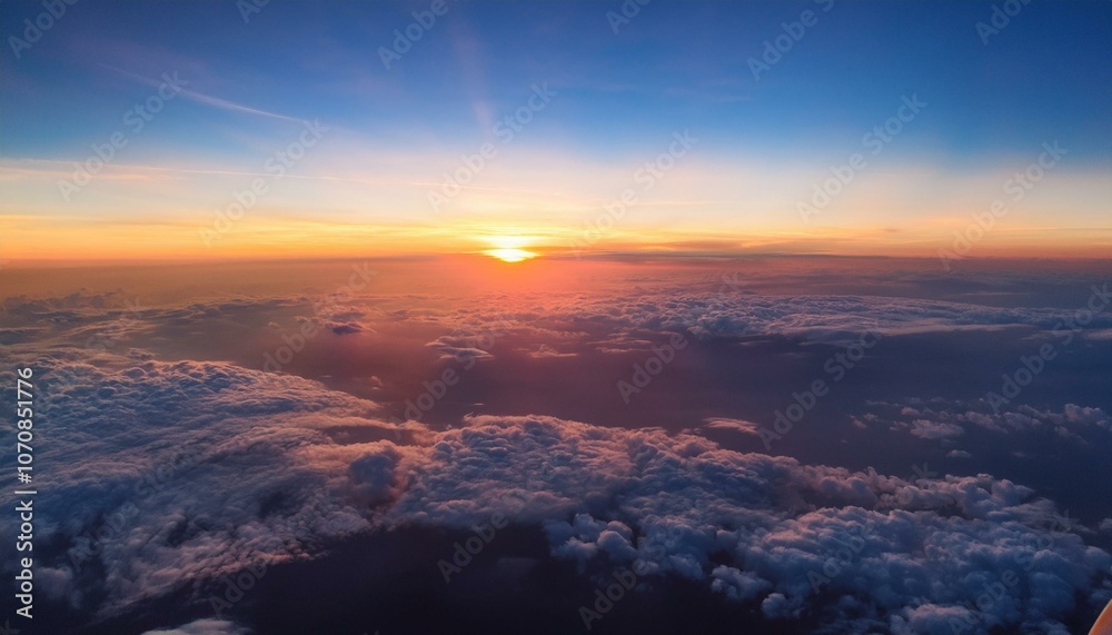Arial view from plane on the sunrise sky Arial view from plane on the sunrise sky