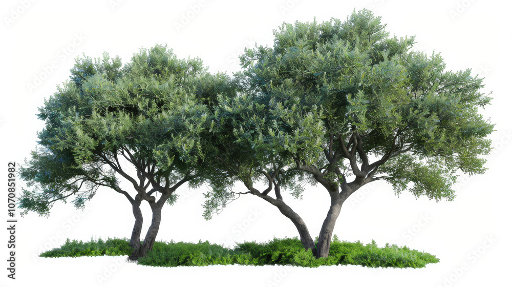 Obraz premium green trees isolated on white background