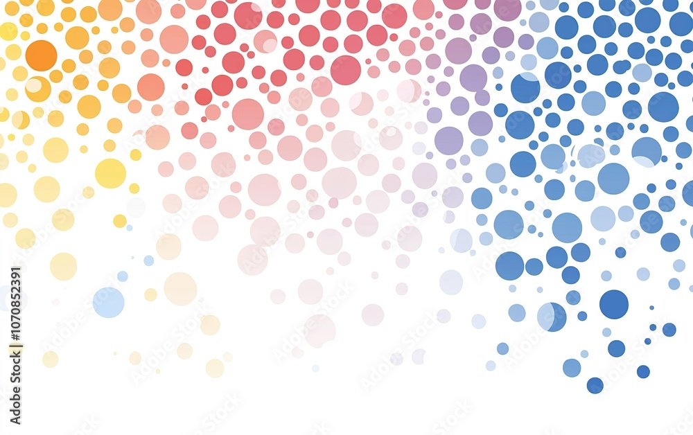 Colorful abstract dot pattern blending warm and cool hues, creating a harmonious transition across a soft white backdrop Colorful abstract dot pattern blending warm and cool hues, creating a harmonious transition across a soft white backdrop
