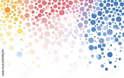 Colorful abstract dot pattern blending warm and cool hues, creating a harmonious transition across a soft white backdrop