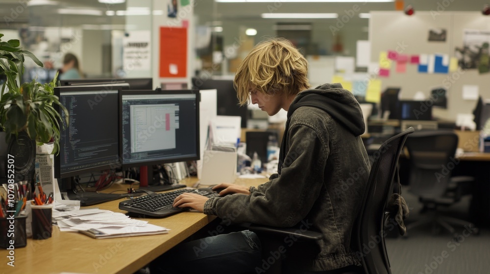 Person sitting at desk with poor posture, emphasizing the importance of ergonomic practices for maintaining health and productivity in the workplace.
Person sitting at desk with poor posture, emphasizing the importance of ergonomic practices for maintaining health and productivity in the workplace.