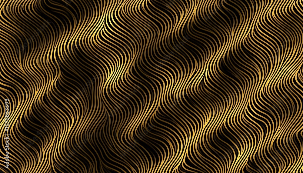 A seamless illustration of golden colored wavy lines A seamless illustration of golden colored wavy lines