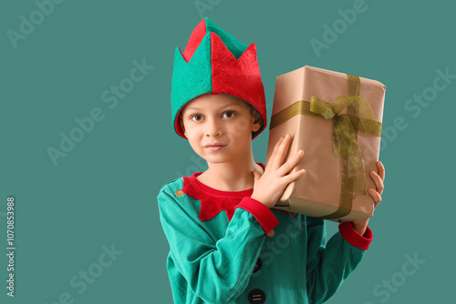 Cute little boy in elf cost...