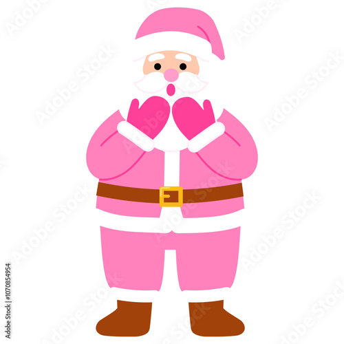 chubby santa claus in pink costume was shock illustration