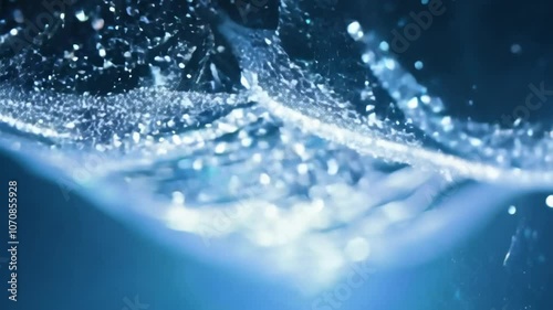 Water splash on blue background with slow motion