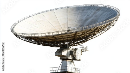 Earth receiving station in a remote desert location, where satellite signals are decoded and transmitted to control centers. The scene symbolizes global connectivity and the seamless flow of informati